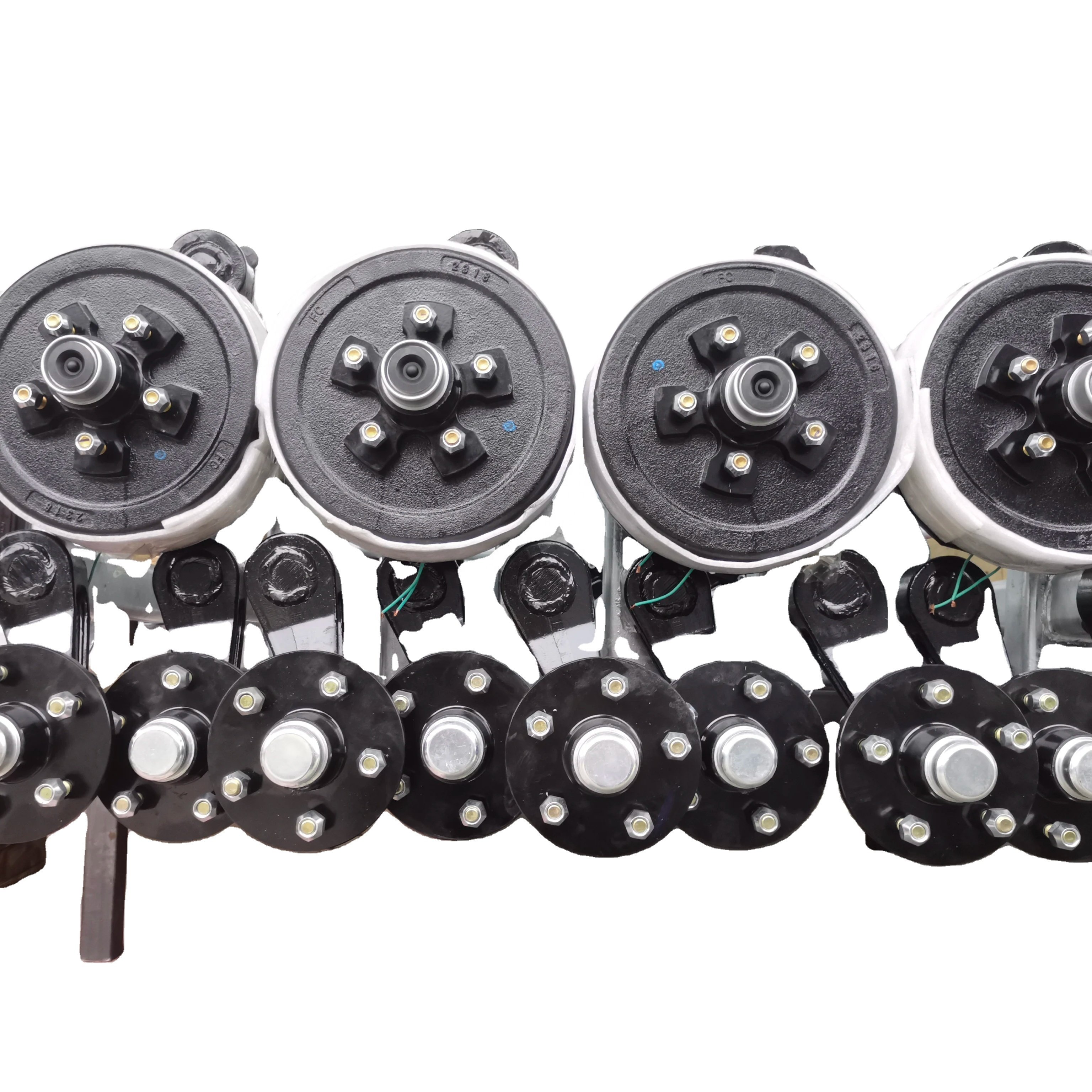 3500lbs Round Solid Utility Trailer Axle Assembly with Hub Drum Electric Brake